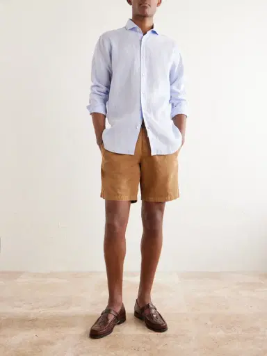 MR P. Straight-Leg Cotton and Linen-Blend Twill Drawstring Shorts - Men | Thumbnail 2 MR P. Straight-Leg Cotton and Linen-Blend Twill Drawstring Shorts - Men | Thumbnail 2