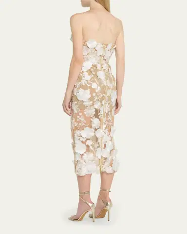 Bronx and Banco Jasmine Strapless Floral Applique Midi Dress | Thumbnail 3 Bronx and Banco Jasmine Strapless Floral Applique Midi Dress | Thumbnail 3