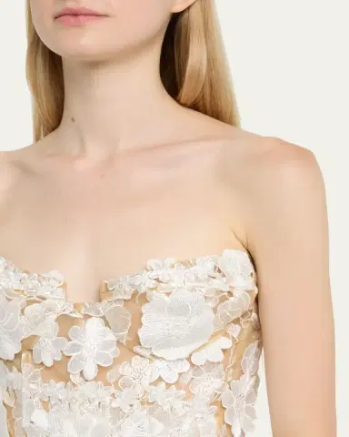 Bronx and Banco Jasmine Strapless Floral Applique Midi Dress | Thumbnail 5 Bronx and Banco Jasmine Strapless Floral Applique Midi Dress | Thumbnail 5