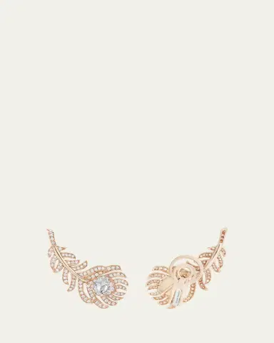 Boucheron 18K Pink Gold Small Clip Plume de Paon Earrings with Diamonds | Thumbnail 3 Boucheron 18K Pink Gold Small Clip Plume de Paon Earrings with Diamonds | Thumbnail 3