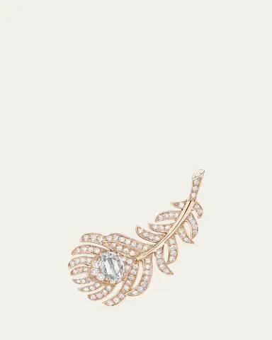 Boucheron 18K Pink Gold Small Clip Plume de Paon Earrings with Diamonds | Thumbnail 4 Boucheron 18K Pink Gold Small Clip Plume de Paon Earrings with Diamonds | Thumbnail 4