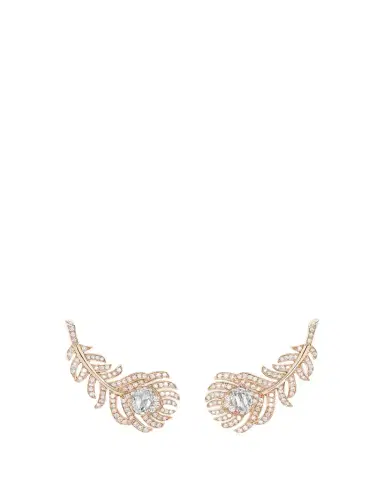 Boucheron 18K Pink Gold Small Clip Plume de Paon Earrings with Diamonds | Thumbnail 1 Boucheron 18K Pink Gold Small Clip Plume de Paon Earrings with Diamonds | Thumbnail 1
