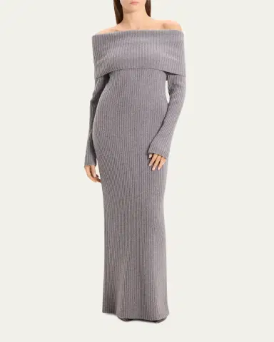 Theory Off-The-Shoulder Wool-Cashmere Sweater Dress | Thumbnail 2 Theory Off-The-Shoulder Wool-Cashmere Sweater Dress | Thumbnail 2