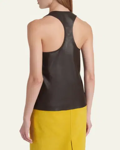 Ferragamo Toggle Nappa Leather Racerback Tank Top | Thumbnail 3 Ferragamo Toggle Nappa Leather Racerback Tank Top | Thumbnail 3