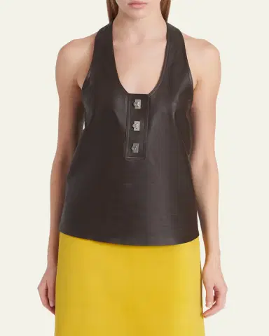 Ferragamo Toggle Nappa Leather Racerback Tank Top | Thumbnail 4 Ferragamo Toggle Nappa Leather Racerback Tank Top | Thumbnail 4