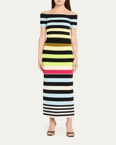 Christopher John Rogers Striped Knit Body-Con Midi Skirt | Thumbnail 2 Christopher John Rogers Striped Knit Body-Con Midi Skirt | Thumbnail 2