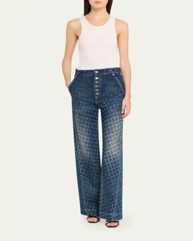 CHRISTOPHER JOHN ROGERS Halftone Wiggle Dot Button-Front Wide-Leg Jeans | Thumbnail 2 CHRISTOPHER JOHN ROGERS Halftone Wiggle Dot Button-Front Wide-Leg Jeans | Thumbnail 2