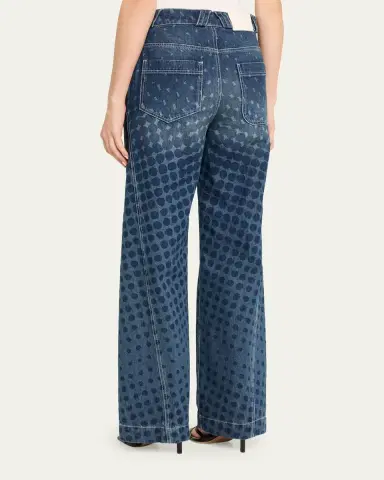 CHRISTOPHER JOHN ROGERS Halftone Wiggle Dot Button-Front Wide-Leg Jeans | Thumbnail 3 CHRISTOPHER JOHN ROGERS Halftone Wiggle Dot Button-Front Wide-Leg Jeans | Thumbnail 3