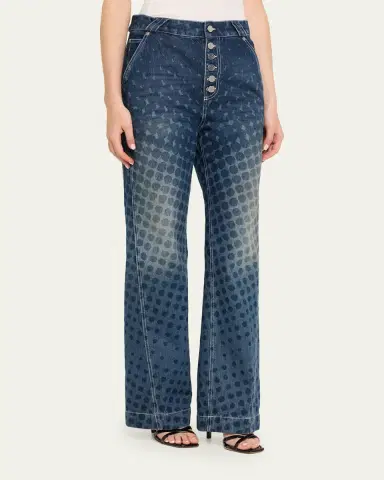 CHRISTOPHER JOHN ROGERS Halftone Wiggle Dot Button-Front Wide-Leg Jeans | Thumbnail 4 CHRISTOPHER JOHN ROGERS Halftone Wiggle Dot Button-Front Wide-Leg Jeans | Thumbnail 4