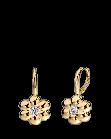 Boochier 18K Yellow Gold Diamond Flower Puff Drop Earrings, 0.6tcw | Thumbnail 2 Boochier 18K Yellow Gold Diamond Flower Puff Drop Earrings, 0.6tcw | Thumbnail 2
