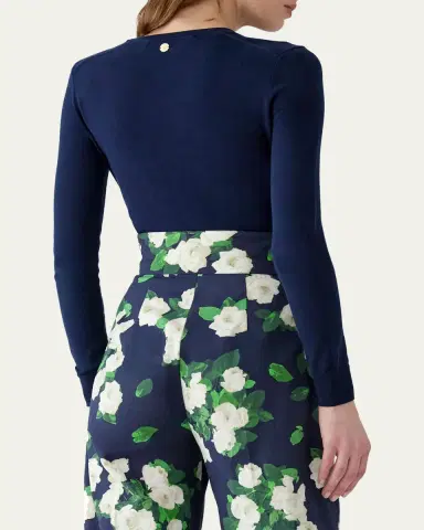Carolina Herrera Sequined Floral Embroidered Crewneck Cardigan | Thumbnail 3 Carolina Herrera Sequined Floral Embroidered Crewneck Cardigan | Thumbnail 3