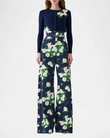 Carolina Herrera Sequined Floral Embroidered Crewneck Cardigan | Thumbnail 5 Carolina Herrera Sequined Floral Embroidered Crewneck Cardigan | Thumbnail 5