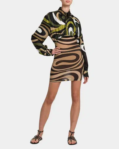 Pucci Abstract-Print Silk Mini Shirtdress | Thumbnail 2 Pucci Abstract-Print Silk Mini Shirtdress | Thumbnail 2