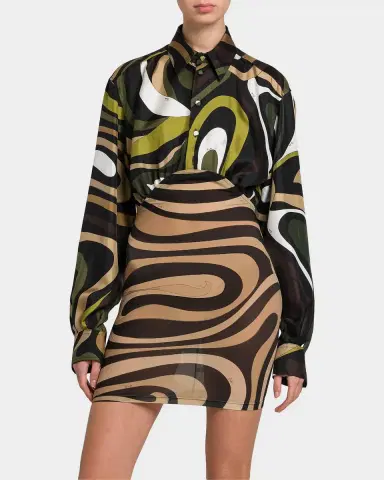 Pucci Abstract-Print Silk Mini Shirtdress | Thumbnail 4 Pucci Abstract-Print Silk Mini Shirtdress | Thumbnail 4