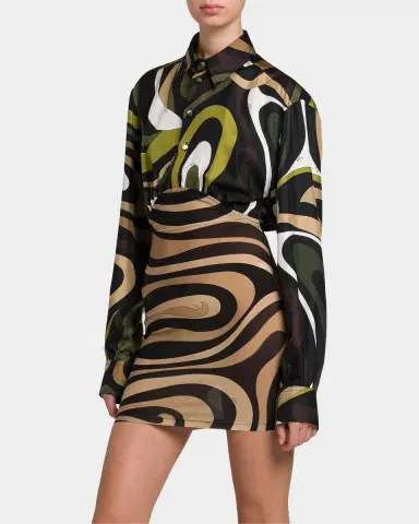 Pucci Abstract-Print Silk Mini Shirtdress | Thumbnail 6 Pucci Abstract-Print Silk Mini Shirtdress | Thumbnail 6