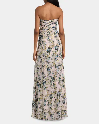 Cinq à Sept Magy Trailing Iris Floral Strapless Gown | Thumbnail 3 Cinq à Sept Magy Trailing Iris Floral Strapless Gown | Thumbnail 3