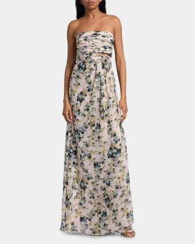 Cinq à Sept Magy Trailing Iris Floral Strapless Gown | Thumbnail 4 Cinq à Sept Magy Trailing Iris Floral Strapless Gown | Thumbnail 4