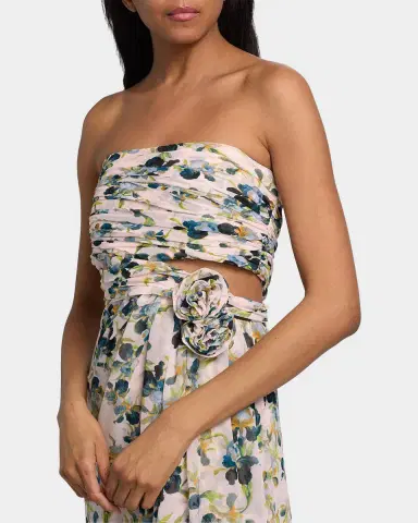 Cinq à Sept Magy Trailing Iris Floral Strapless Gown | Thumbnail 5 Cinq à Sept Magy Trailing Iris Floral Strapless Gown | Thumbnail 5