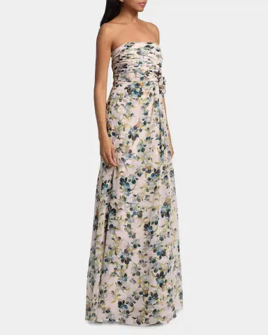 Cinq à Sept Magy Trailing Iris Floral Strapless Gown | Thumbnail 7 Cinq à Sept Magy Trailing Iris Floral Strapless Gown | Thumbnail 7