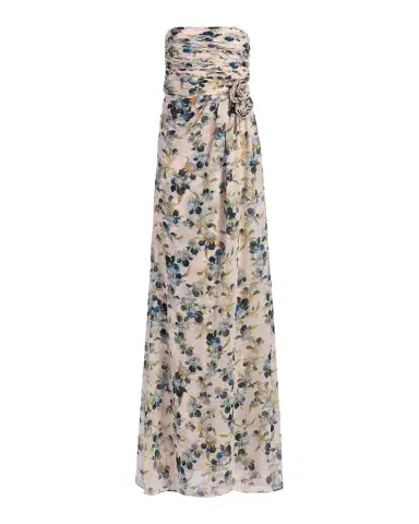 Cinq à Sept Magy Trailing Iris Floral Strapless Gown | Thumbnail 1 Cinq à Sept Magy Trailing Iris Floral Strapless Gown | Thumbnail 1