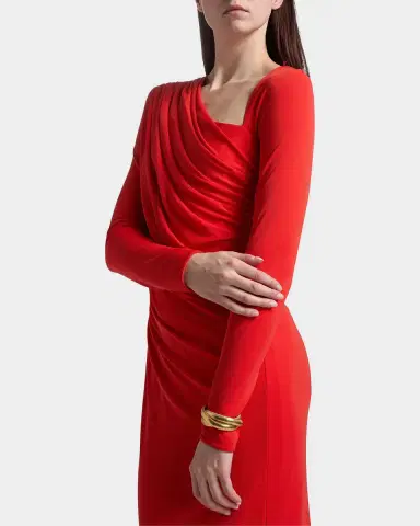 Cinq à Sept Jalyn Draped Jersey Midi-Dress | Thumbnail 4 Cinq à Sept Jalyn Draped Jersey Midi-Dress | Thumbnail 4