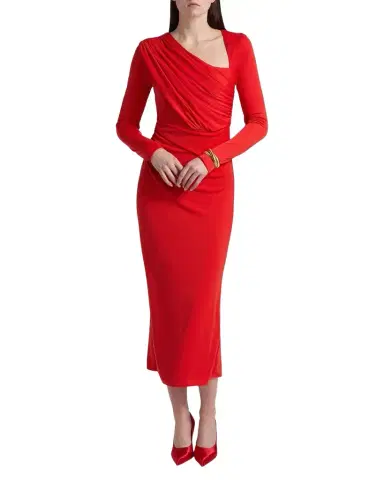Cinq à Sept Jalyn Draped Jersey Midi-Dress | Thumbnail 1 Cinq à Sept Jalyn Draped Jersey Midi-Dress | Thumbnail 1