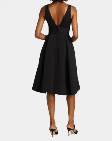 Amsale Faille Deep V-Neck Dress | Thumbnail 2 Amsale Faille Deep V-Neck Dress | Thumbnail 2