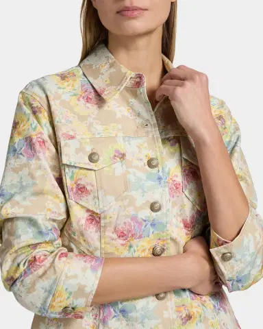 Cinq à Sept Ikat Bouquet Canyon Floral Denim Jacket | Thumbnail 5 Cinq à Sept Ikat Bouquet Canyon Floral Denim Jacket | Thumbnail 5