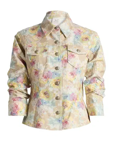 Cinq à Sept Ikat Bouquet Canyon Floral Denim Jacket | Thumbnail 1 Cinq à Sept Ikat Bouquet Canyon Floral Denim Jacket | Thumbnail 1