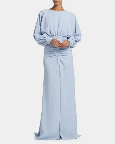 Amsale Gathered A-Line Gown | Thumbnail 3 Amsale Gathered A-Line Gown | Thumbnail 3