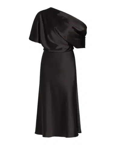 Amsale Draped Satin One-Shoulder Midi-Dress | Thumbnail 1 Amsale Draped Satin One-Shoulder Midi-Dress | Thumbnail 1