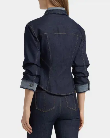 Cinq à Sept Stretch-Cotton Contrast-Stitch Crop Jacket | Thumbnail 3 Cinq à Sept Stretch-Cotton Contrast-Stitch Crop Jacket | Thumbnail 3