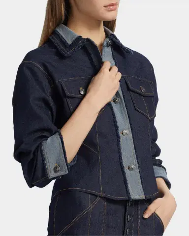 Cinq à Sept Stretch-Cotton Contrast-Stitch Crop Jacket | Thumbnail 5 Cinq à Sept Stretch-Cotton Contrast-Stitch Crop Jacket | Thumbnail 5