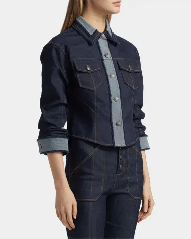 Cinq à Sept Stretch-Cotton Contrast-Stitch Crop Jacket | Thumbnail 7 Cinq à Sept Stretch-Cotton Contrast-Stitch Crop Jacket | Thumbnail 7