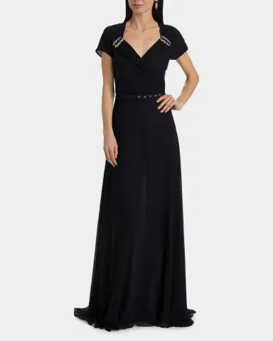Chiara Boni La Petite Robe Slavka Belted Georgette Gown | Thumbnail 2 Chiara Boni La Petite Robe Slavka Belted Georgette Gown | Thumbnail 2