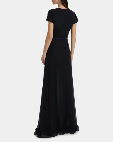 Chiara Boni La Petite Robe Slavka Belted Georgette Gown | Thumbnail 3 Chiara Boni La Petite Robe Slavka Belted Georgette Gown | Thumbnail 3