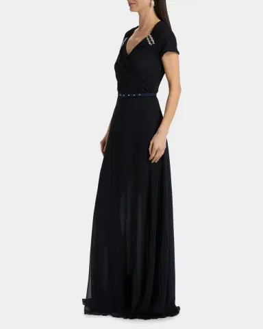 Chiara Boni La Petite Robe Slavka Belted Georgette Gown | Thumbnail 7 Chiara Boni La Petite Robe Slavka Belted Georgette Gown | Thumbnail 7