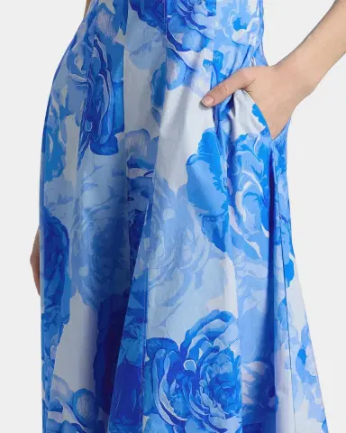 Milly Nia Printed Stretch Cotton Poplin Midi-Dress | Thumbnail 5 Milly Nia Printed Stretch Cotton Poplin Midi-Dress | Thumbnail 5