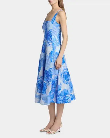 Milly Nia Printed Stretch Cotton Poplin Midi-Dress | Thumbnail 7 Milly Nia Printed Stretch Cotton Poplin Midi-Dress | Thumbnail 7