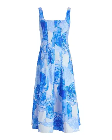 Milly Nia Printed Stretch Cotton Poplin Midi-Dress | Thumbnail 1 Milly Nia Printed Stretch Cotton Poplin Midi-Dress | Thumbnail 1