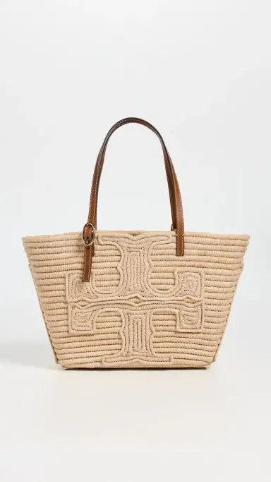 Tory Burch Ella Structured Straw Small Tote Natural One Size | Thumbnail 2 Tory Burch Ella Structured Straw Small Tote Natural One Size | Thumbnail 2