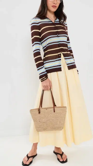 Tory Burch Ella Structured Straw Small Tote Natural One Size | Thumbnail 3 Tory Burch Ella Structured Straw Small Tote Natural One Size | Thumbnail 3