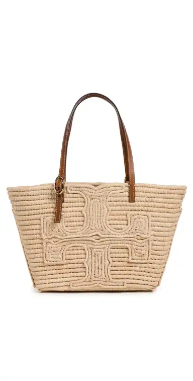 Tory Burch Ella Structured Straw Small Tote Natural One Size | Thumbnail 1 Tory Burch Ella Structured Straw Small Tote Natural One Size | Thumbnail 1