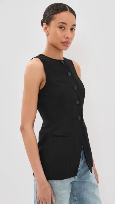 ALIGNE Leo Linen Mix Waistcoat Black | Thumbnail 4 ALIGNE Leo Linen Mix Waistcoat Black | Thumbnail 4