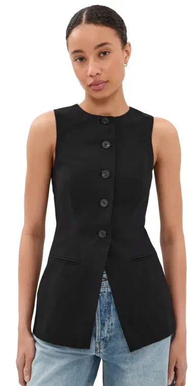 ALIGNE Leo Linen Mix Waistcoat Black | Thumbnail 1 ALIGNE Leo Linen Mix Waistcoat Black | Thumbnail 1