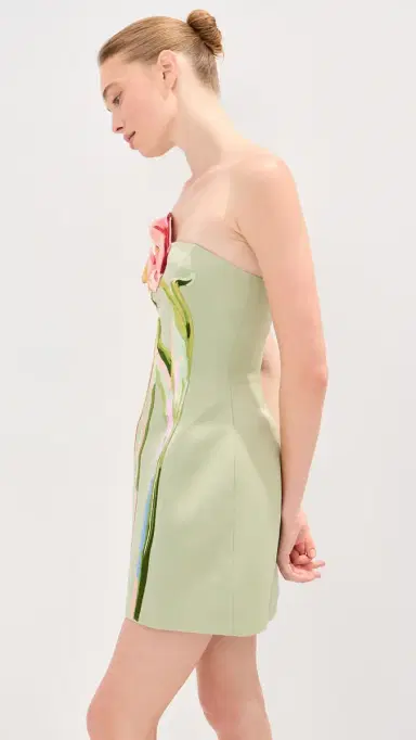 Leo Lin Roselle Bustier Mini Dress Tulip Print in Green | Thumbnail 4 Leo Lin Roselle Bustier Mini Dress Tulip Print in Green | Thumbnail 4