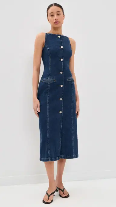ALIGNE Santiago Denim Button Dress Mid Blue | Thumbnail 2 ALIGNE Santiago Denim Button Dress Mid Blue | Thumbnail 2