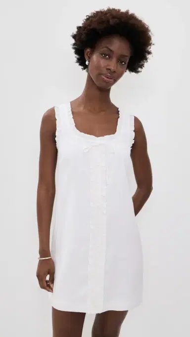 Le Jean inen Ruffle Dress White | Thumbnail 2 Le Jean inen Ruffle Dress White | Thumbnail 2