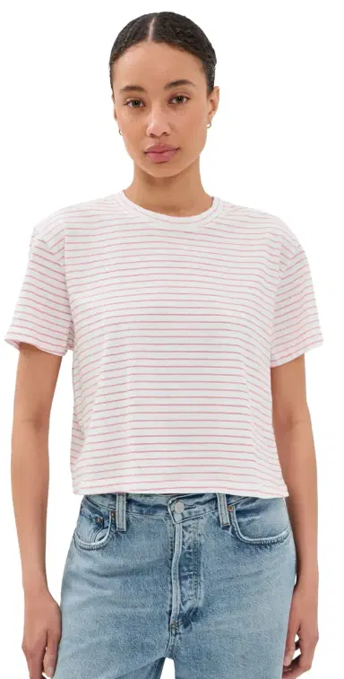 ASKK NY Shrunken Boy Tee Double Stripe Red | Thumbnail 1 ASKK NY Shrunken Boy Tee Double Stripe Red | Thumbnail 1