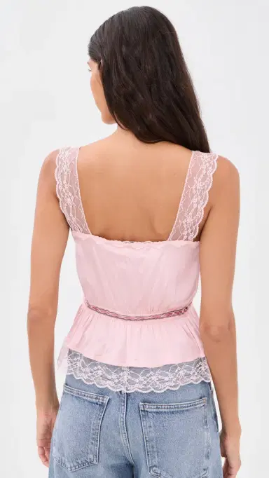 ALICE + OLIVIA Annabeth Embroidered Square Neck Cropped Top English Rose | Thumbnail 3 ALICE + OLIVIA Annabeth Embroidered Square Neck Cropped Top English Rose | Thumbnail 3
